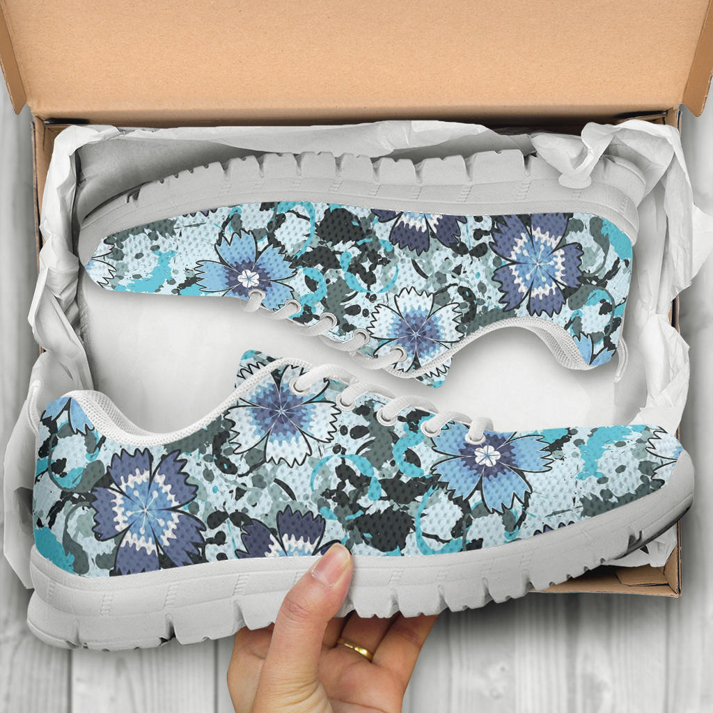 Carnations Pattern Print Design CN04 Sneakers White Bottom Shoes