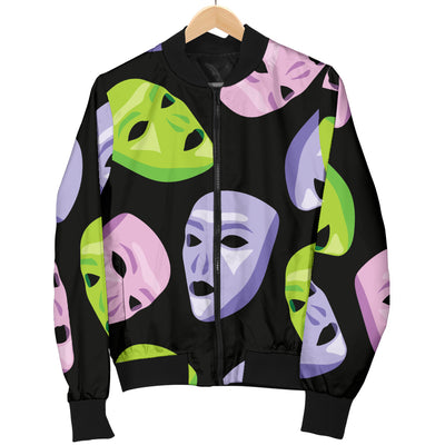 Acting Mask Pattern Print Design 04 Women's Bomber Jacket