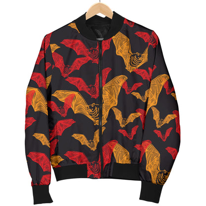 Bat Pattern Print Design 01 Women's Bomber Jacket