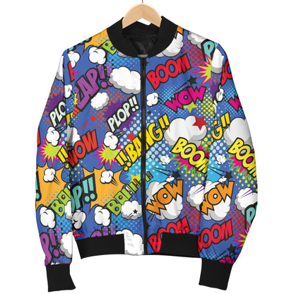 Comic Book Pattern Print Design 02 Women's Bomber Jacket