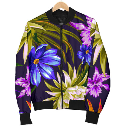 Water Lily Pattern Print Design WL08 Men Bomber Jacket