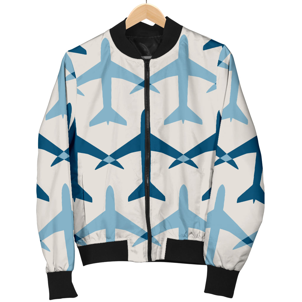 Airplane Pattern Print Design 04 Women's Bomber Jacket