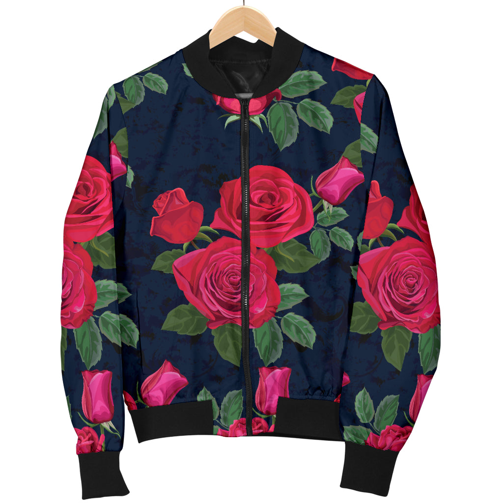 Rose Pattern Print Design A04 Women's Bomber Jacket