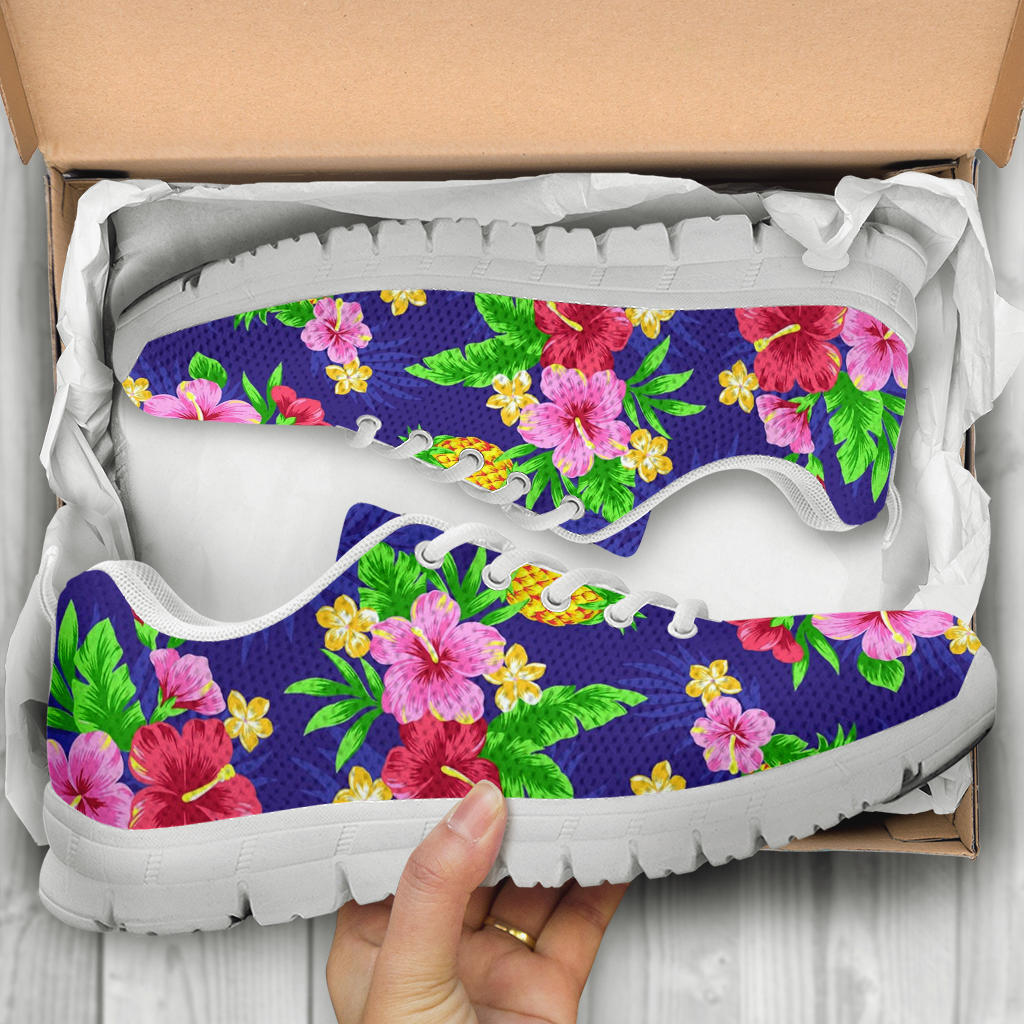 Hawaiian Themed Pattern Print Design H05 Sneakers White Bottom Shoes