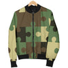 Puzzle Camo Pattern Print Design A03 Women's Bomber Jacket