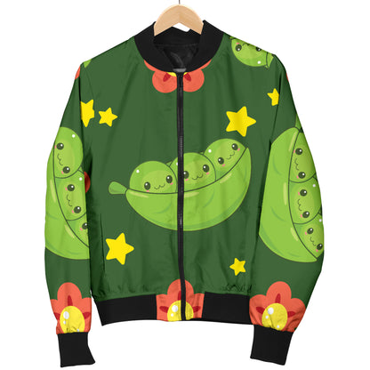Peas Pattern Print Design A01 Women's Bomber Jacket