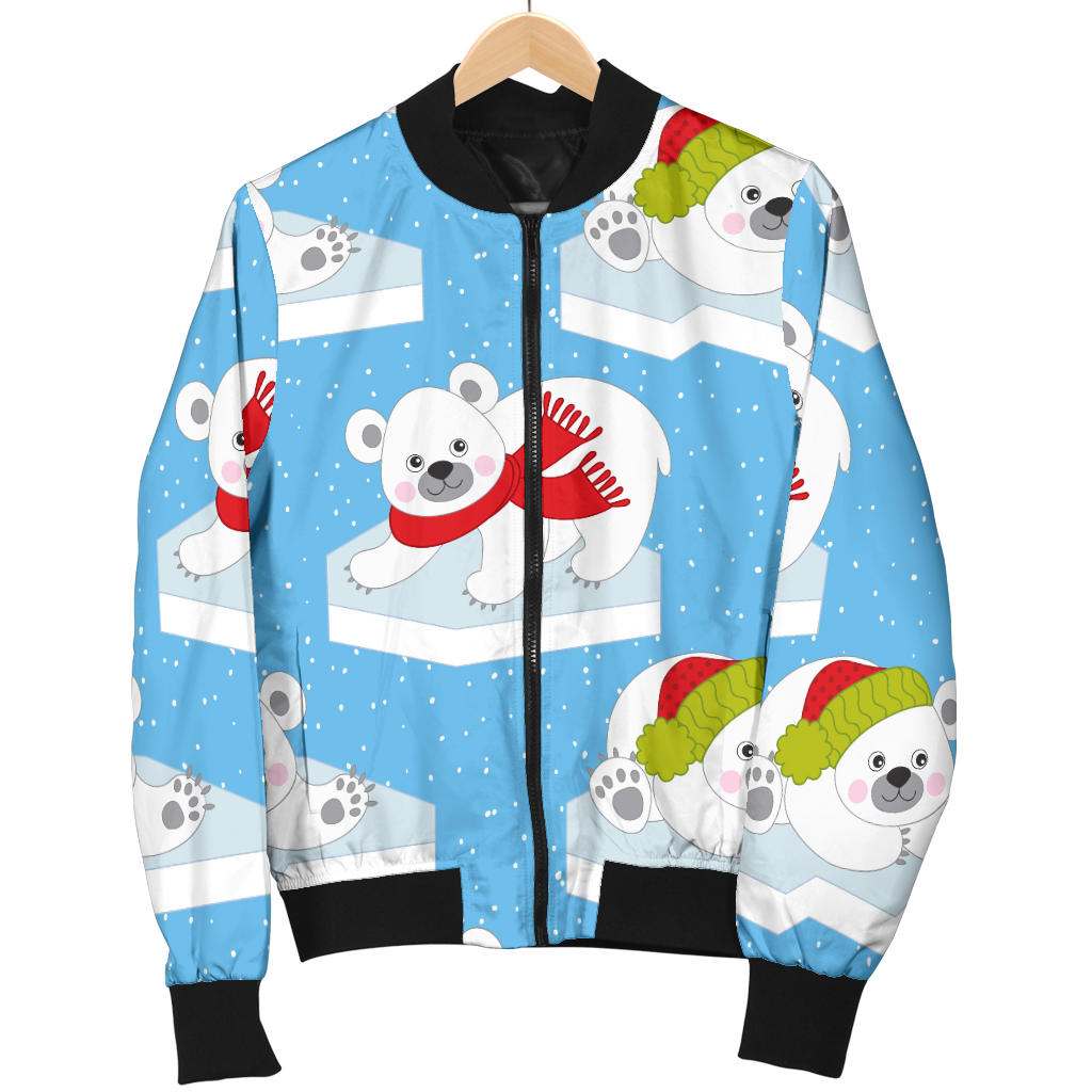 Polar Bear Pattern Print Design PB06 Women Bomber Jacket