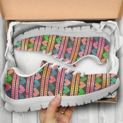 Heart Pattern Print Design HE010 Sneakers White Bottom Shoes