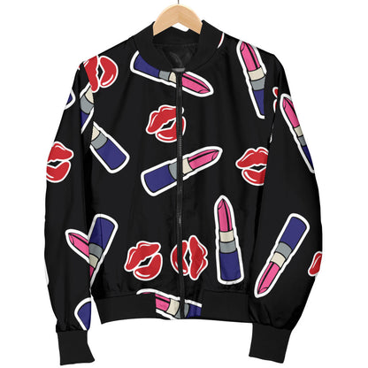 Lipstick Pattern Print Design LT01 Men Bomber Jacket