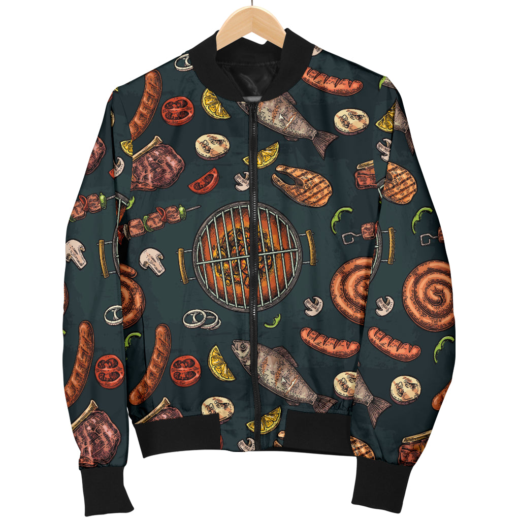 Barbecue Pattern Print Design 02 Women's Bomber Jacket