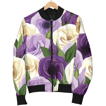 Lisianthus Pattern Print Design LT01 Women Bomber Jacket