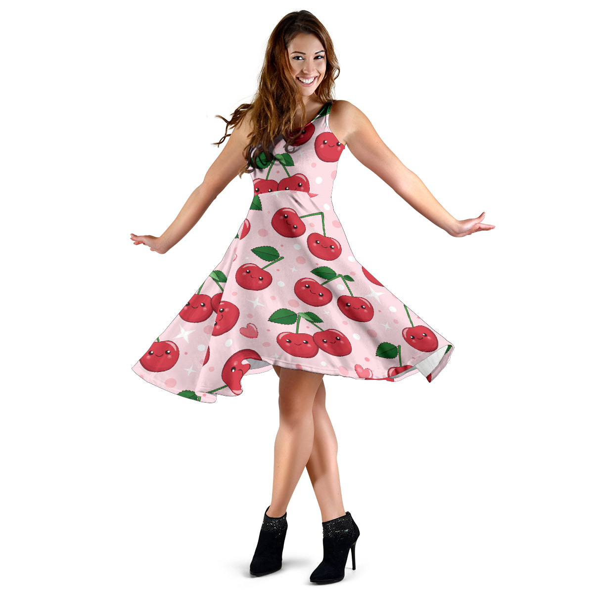 Cherry Pattern Print Design CH02 Midi Dress