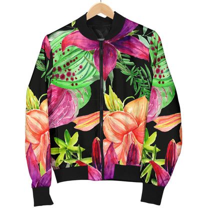 Amaryllis Pattern Print Design AL09 Men Bomber Jacket