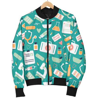 Medical Pattern Print Design 03 Women's Bomber Jacket