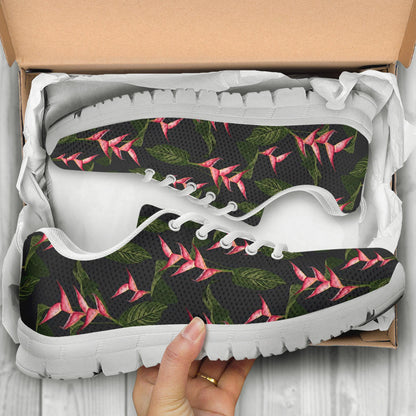 Heliconia Pattern Print Design HL07 Sneakers White Bottom Shoes