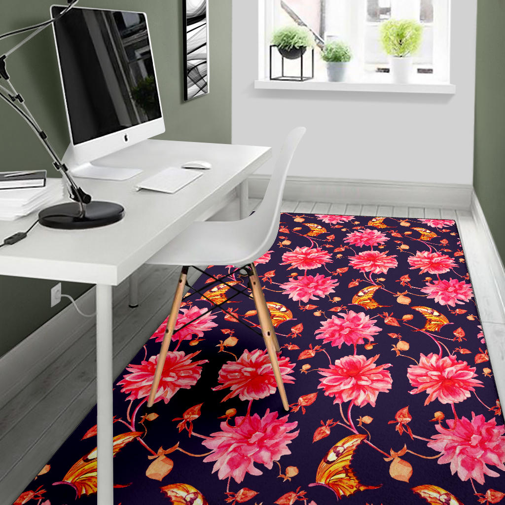 Dahlia Pattern Print Design DH03 Area Rugs