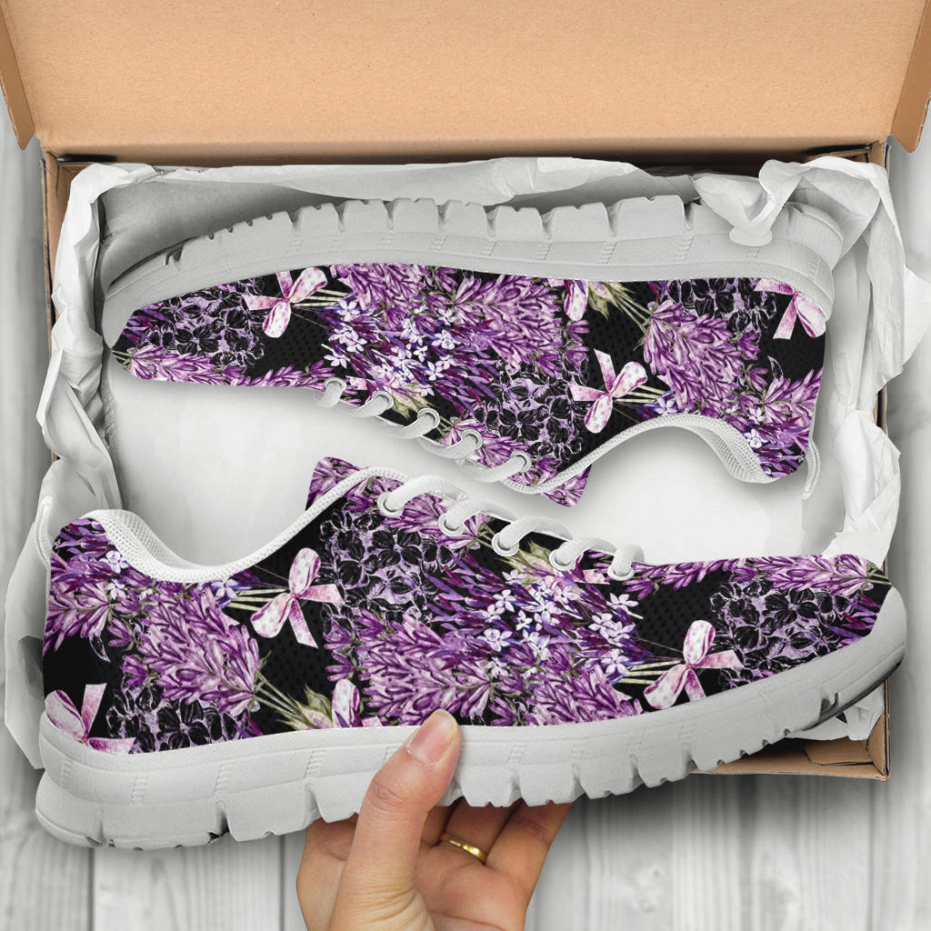 Lavender Pattern Print Design LV06 Sneakers White Bottom Shoes