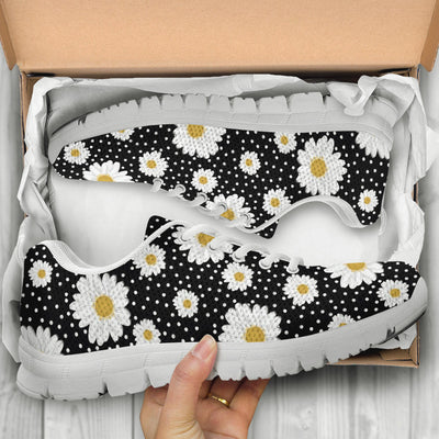 Daisy Pattern Print Design DS02 Sneakers White Bottom Shoes