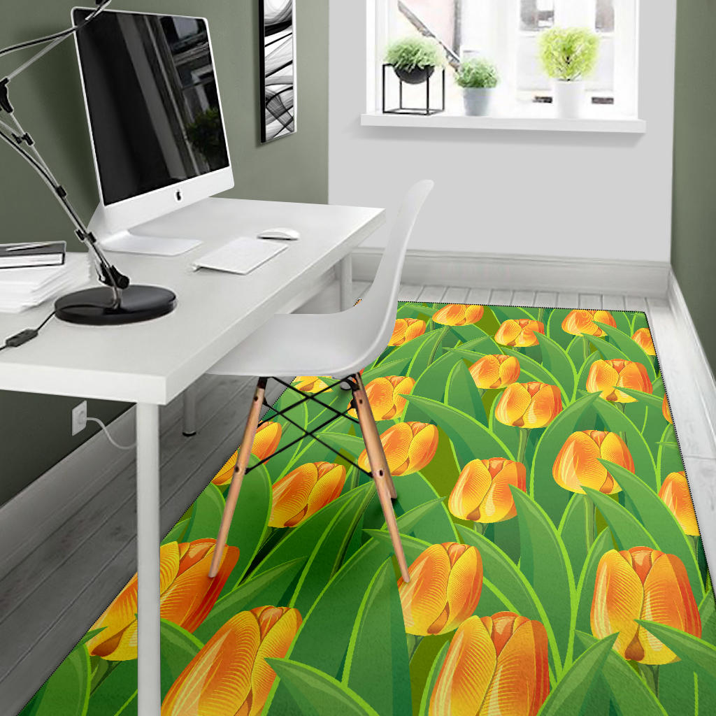 Tulip Orange Pattern Print Design TP07 Area Rugs