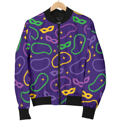 Mardi Gras Pattern Print Design 04 Women's Bomber Jacket