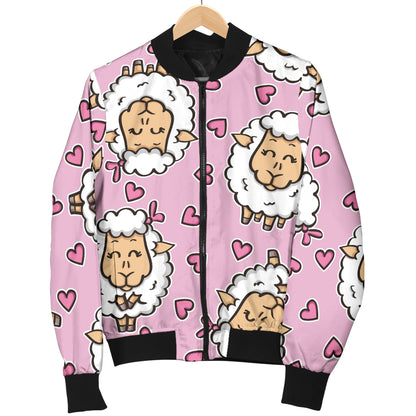 Sheep Cute Pattern Print Design 01 Women's Bomber Jacket