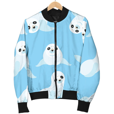 Sea Lion Cute Pattern Print Design 03 Women's Bomber Jacket