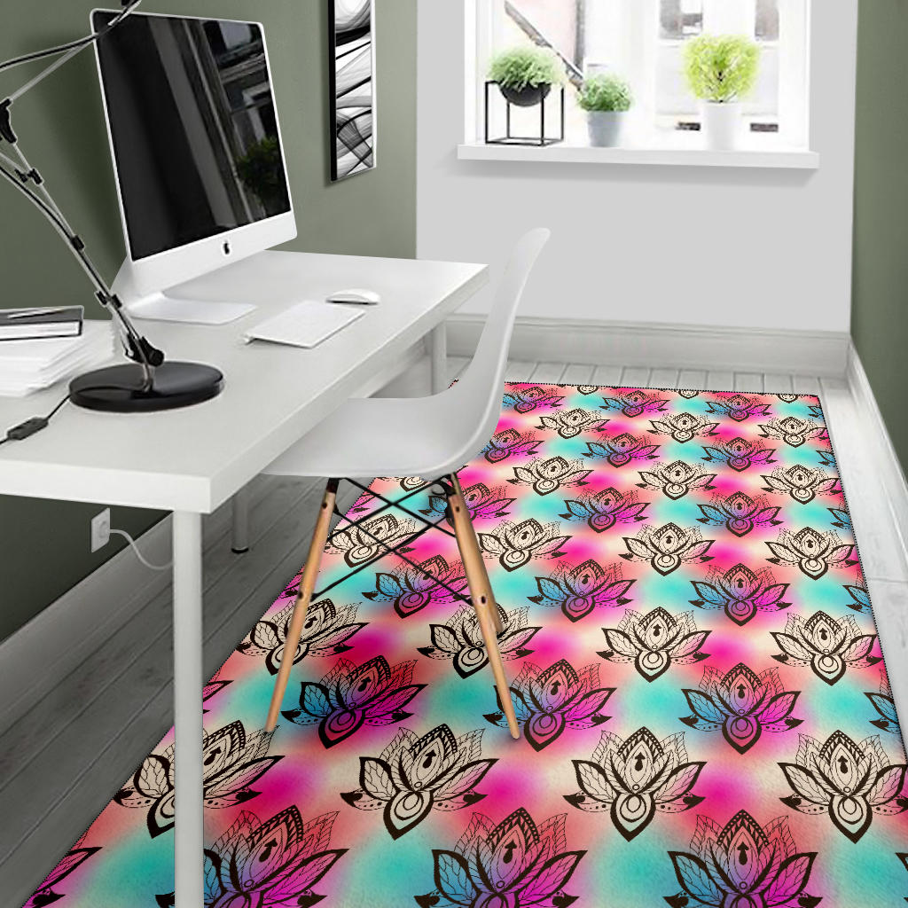 Lotus Boho Pattern Print Design LO02 Area Rugs