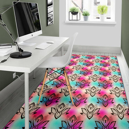 Lotus Boho Pattern Print Design LO02 Area Rugs