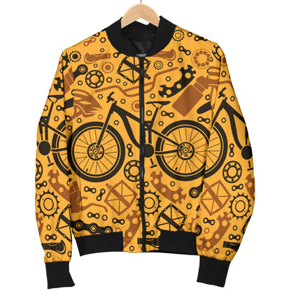 Mountain bike Pattern Print Design 03 Women's Bomber Jacket