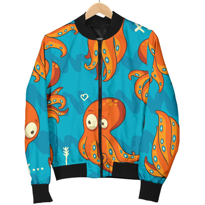 Octopus Pattern Print Design A02 Women's Bomber Jacket