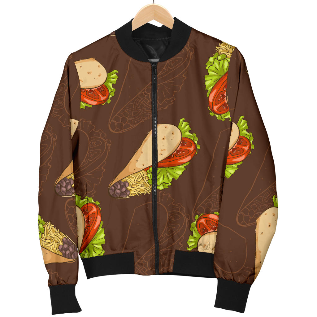 Taco Pattern Print Design TC08 Women Bomber Jacket
