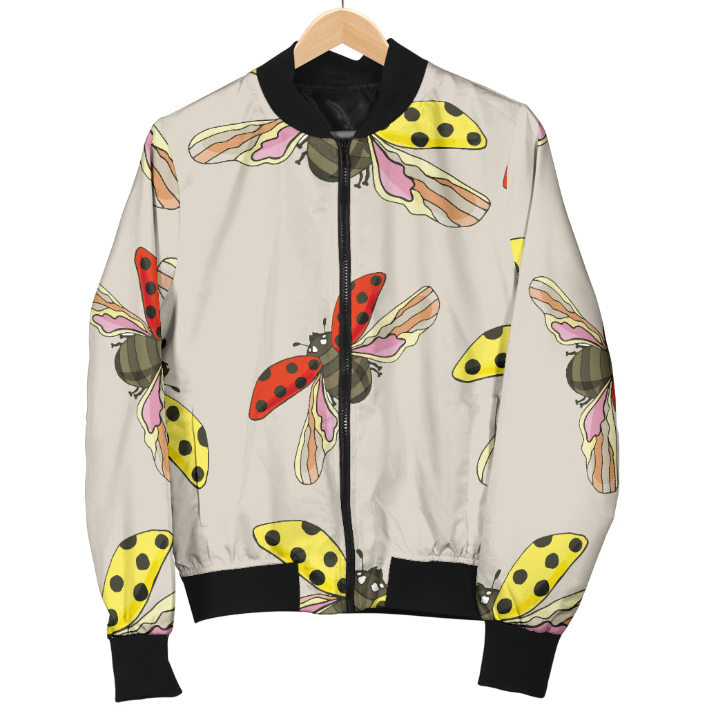 Ladybug Pattern Print Design 04 Women's Bomber Jacket