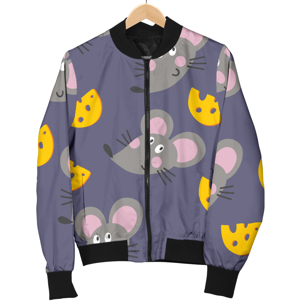 Rat With Cheese Pattern Print Design 01 Women's Bomber Jacket