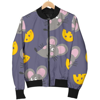 Rat With Cheese Pattern Print Design 01 Women's Bomber Jacket