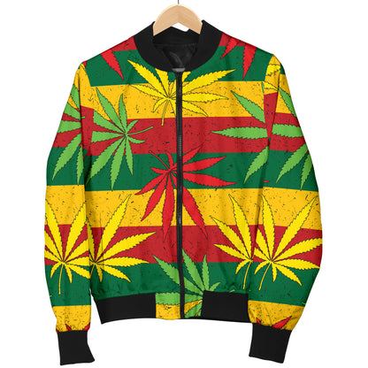 Rasta Pattern Print Design A03 Women's Bomber Jacket