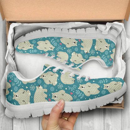 Bear Pattern Print Design BE04 Sneakers White Bottom Shoes