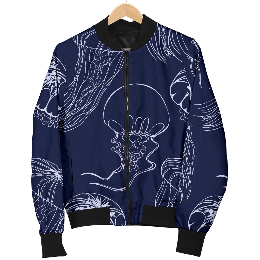 Jellyfish Pattern Print Design 05 Women's Bomber Jacket