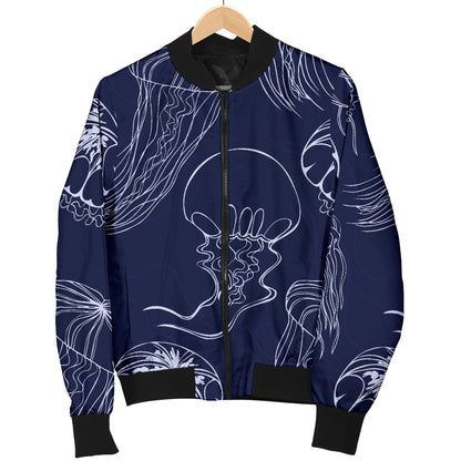 Jellyfish Pattern Print Design 05 Women's Bomber Jacket