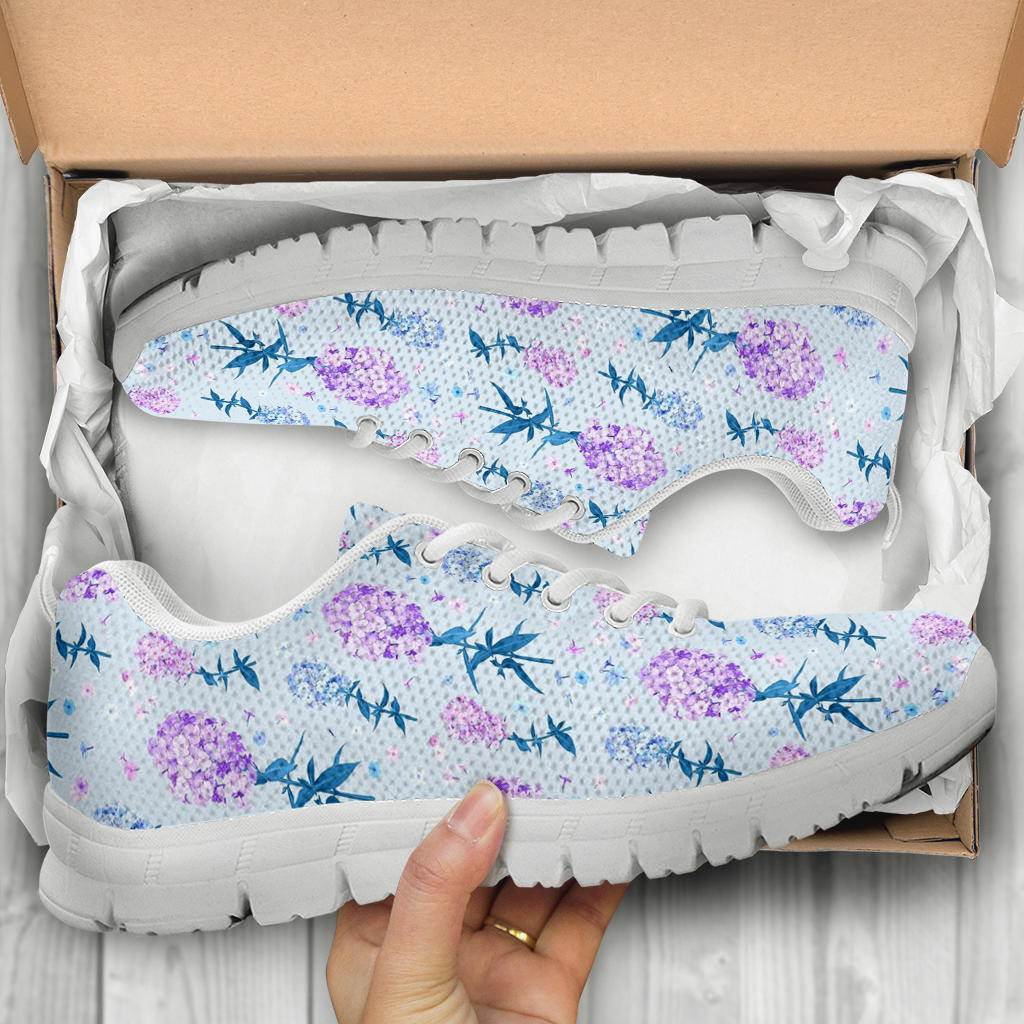 Lilac Pattern Print Design LI05 Sneakers White Bottom Shoes