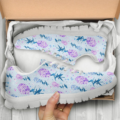 Lilac Pattern Print Design LI05 Sneakers White Bottom Shoes