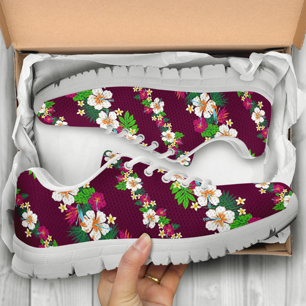 Hawaiian Themed Pattern Print Design H06 Sneakers White Bottom Shoes