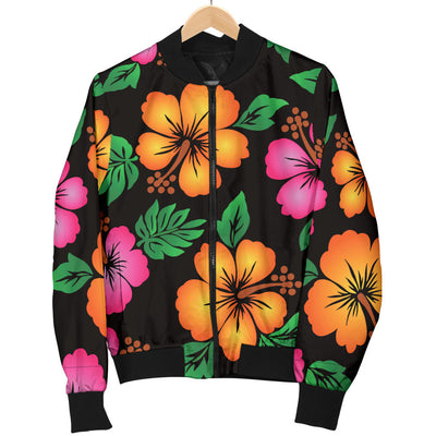 Hibiscus Pattern Print Design HB029 Men Bomber Jacket