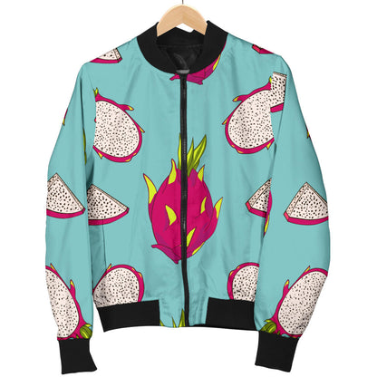 Dragonfruit Pattern Print Design DF01 Women Bomber Jacket