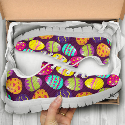 Easter Eggs Pattern Print Design RB04 Sneakers White Bottom Shoes