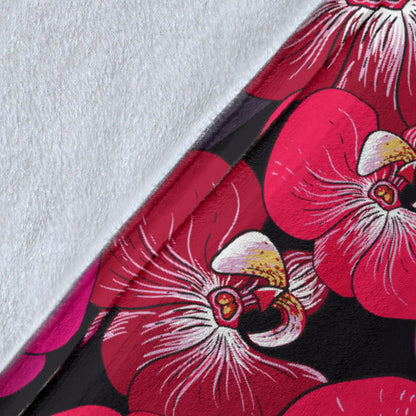 Orchid Red Pattern Print Design OR05 Fleece Blanket