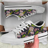 lotus Embroidered Pattern Print Design LO06 White Bottom Low Top Shoes