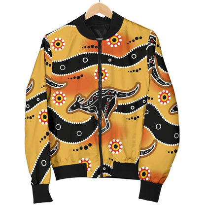 Kangaroos Aboriginal Pattern Print Design 06 Women's Bomber Jacket