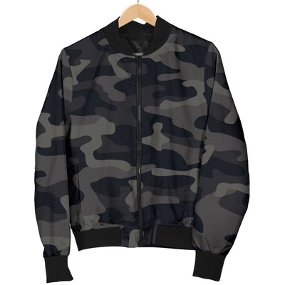 Camo Black Pattern Print Design 02 Women's Bomber Jacket