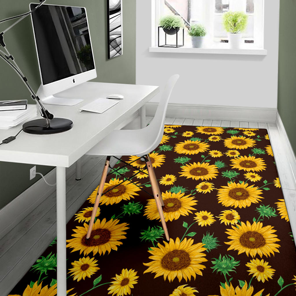 Sunflower Pattern Print Design SF01 Area Rugs