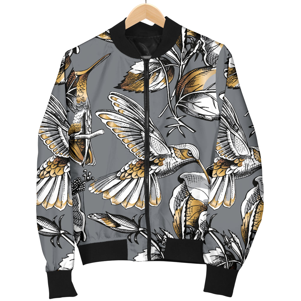 Hummingbird Pattern Print Design 02 Women's Bomber Jacket